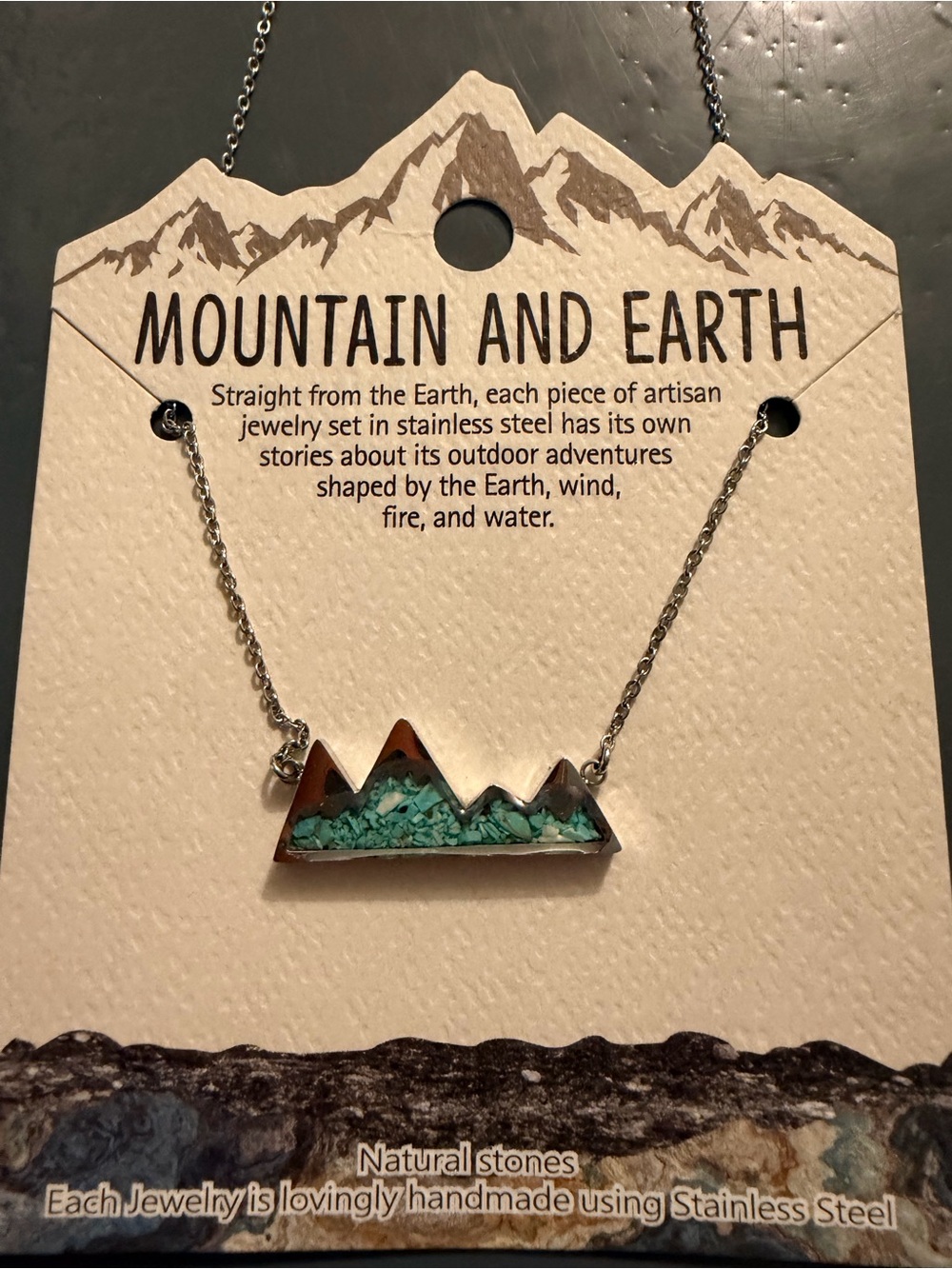 Mountain & Earth Silver & Turquoise Mountain Peak Necklace - Picture 3 of 8